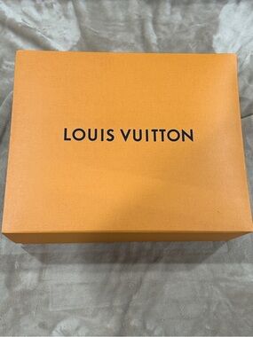 Louis Vuitton Orange Empty Gift Box with Blue Logo